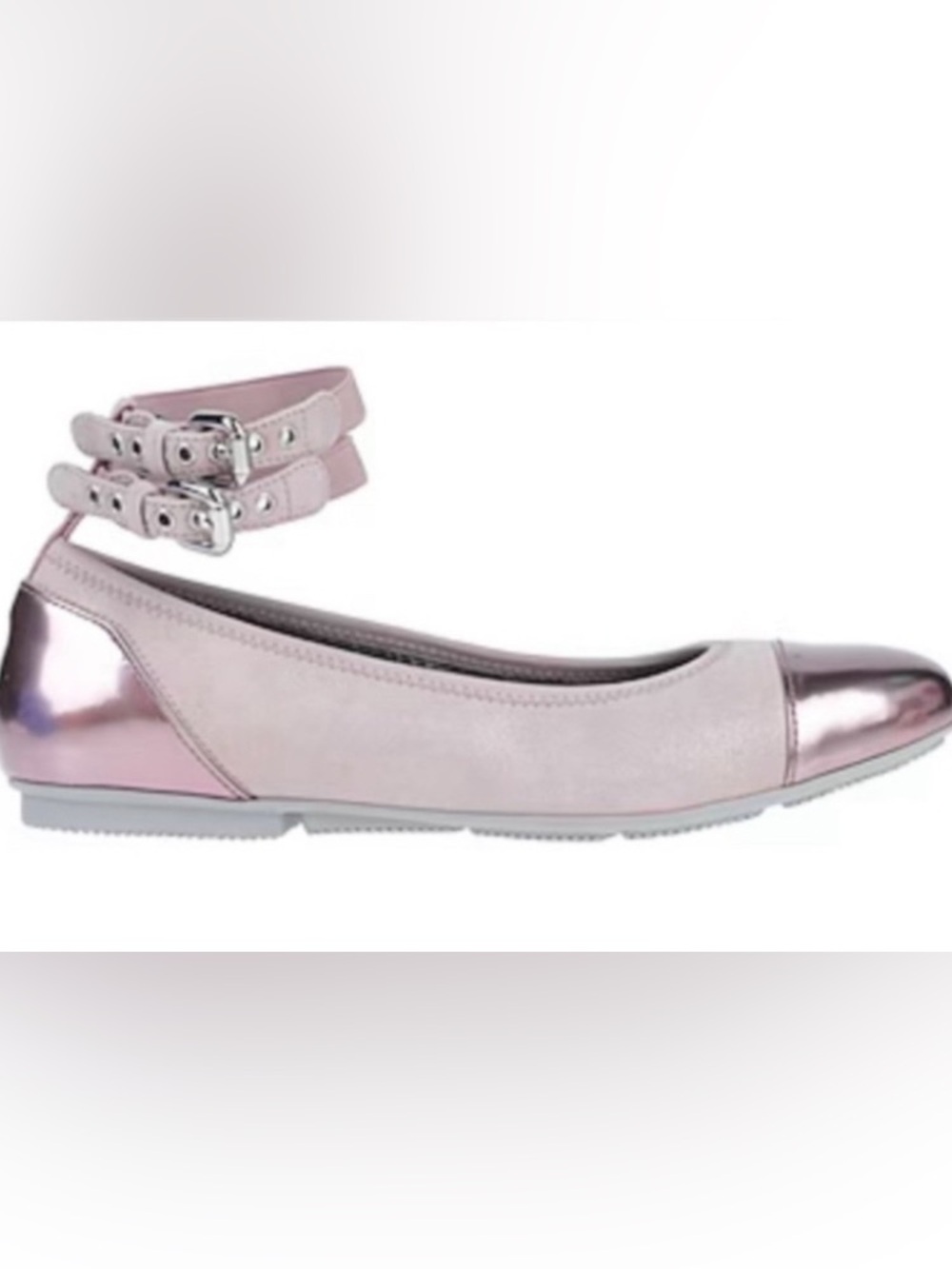 Hogan Mauve Suede& Metallic Ankle Strap Ballet Flats -US Size 6.5 (36.5)